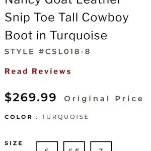 JRC & Sons Turquoise Nancy boots